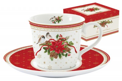Чашка с блюдцем (белая) Рождественская коллекция - R2S-R1106_SPIR-AL Easy Life (R2S)