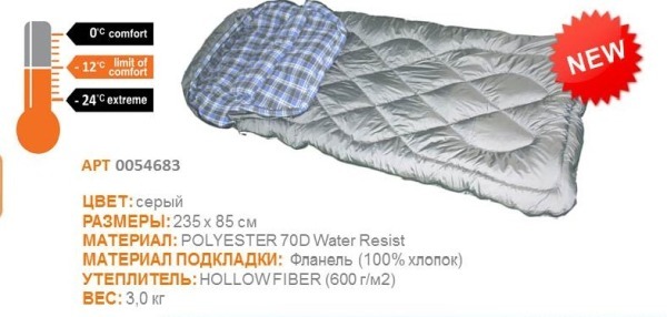 Спальный мешок Woodland IRBIS 600 (сверхтеплый) (52713)