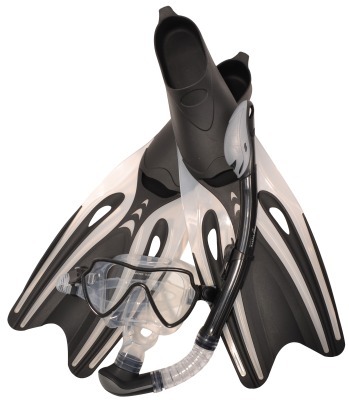 Набор маска,трубка,ласты WAVE MSF-1390S65F69 силикон,черный (53045)