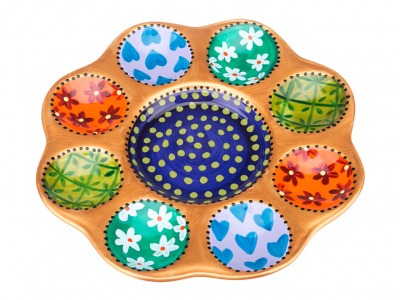 Тарелка для яиц "русские узоры" диаметр=19 см.ручная роспись Hangzhou Jinding (151-035) 