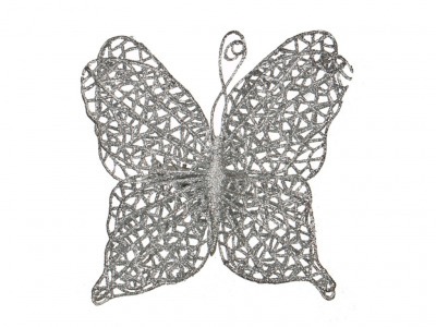 Изделие декоративное "бабочка" на клипсе. длина=12см. серебро Huajing Plastic (241-2468) 