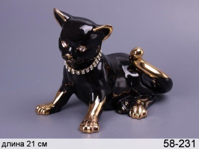 Фигурка "чёрная кошка" высота=16 см.длина=21 см. Hangzhou Jinding (58-231) 