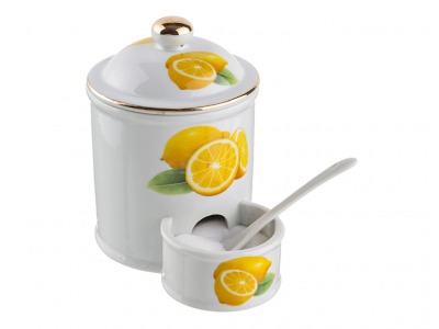 Банка для соли с ложкой "лимон" 16*16*14 см. Porcelain Manufacturing (178-874) 