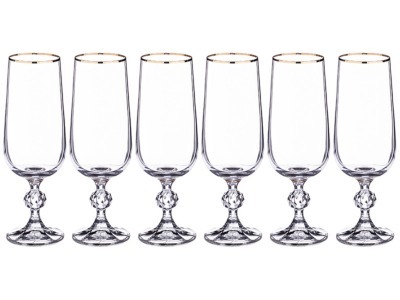 Набор бокалов для шампанского из 6 шт. "claudie / sterna" 180 мл. высота=17 см. Crystalite Bohemia (669-212) 