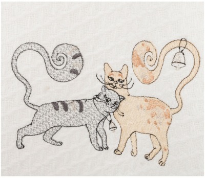 Полотенце кухонное "парочка кошек",50х70,белое,100%х/б ,вафля, вышивка. Оптпромторг Ооо (850-453-10) 