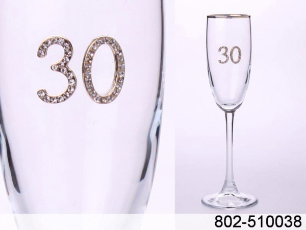 Бокал для шампанского "30" с золотой каймой 170 мл. (802-510038) 