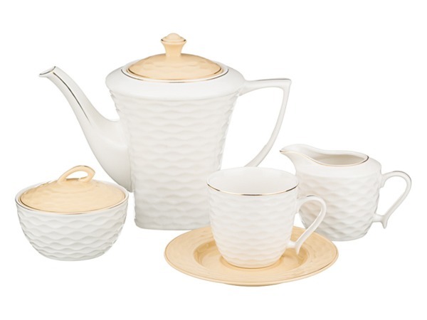 Чайный сервиз на 6 персон "безе" 15 пр. 1200/220/250/250 мл. Porcelain Manufacturing (D-359-310) 