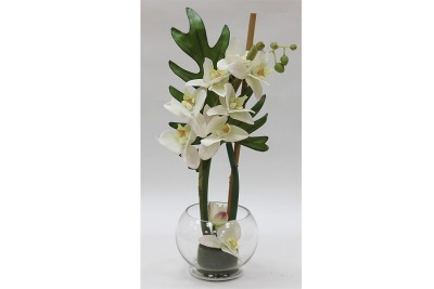 Декор.цветы Орхидея белая в стекл.вазе - DG-F6709 Dream Garden