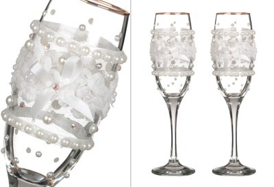 Набор бокалов для шампанского из 2 шт. с золотой каймой 170 мл. (802-510224) 