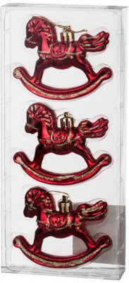 Декоративное изделие:набор лошадок из 3 шт. цвет:красный высота=8 см Polite Crafts&gifts (858-044) 