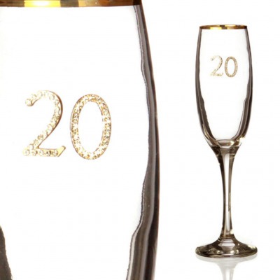 Бокал для шампанского "20" с золотой каймой 170 мл. (802-510040) 