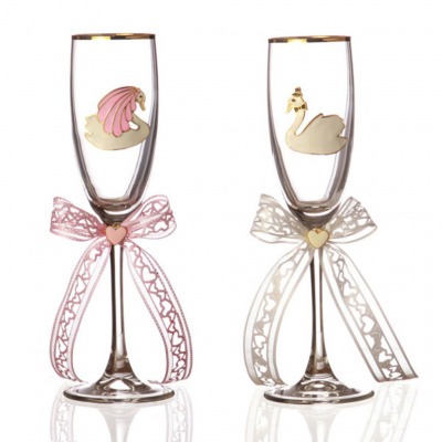 Набор бокалов для шампанского из 2 шт. с золотой каймой 170 мл. (802-510060) 