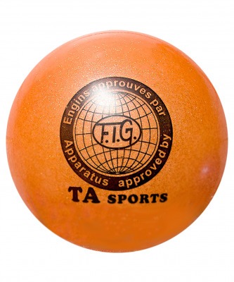 Мяч для художественной гимнастики T9, 19 см, 400 г, оранжевый с блестками (4786)