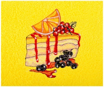 Полотенце махровое 50х35,"тортик с апельсином"100%хлопок, жёлтое Оптпромторг Ооо (850-453-36) 