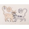 Фартук  "парочка кошек" , бежевый , вышивка, 100% хлопок SANTALINO (850-827-78)
