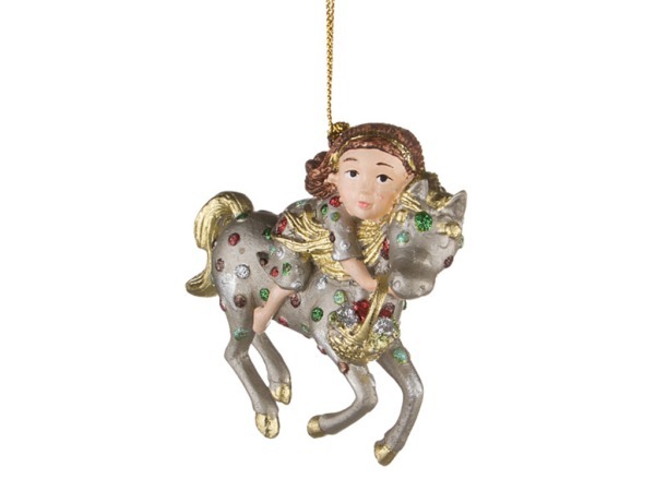 Елочная игрушка "девочка на лошади" 9 см..без упак.(мал-6/кор-72шт) MARKALEX (130-120)