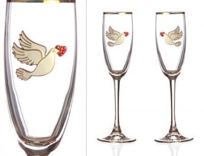 Набор бокалов для шампанского из 2 шт. с золотой каймой 170 мл. (802-510061) 