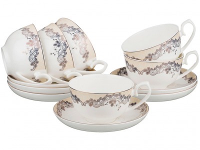 Чайный набор "присцилла" на 6 персон 12 пр.250 мл. Porcelain Manufacturing (169-088) 