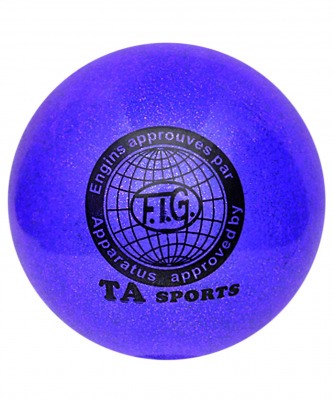Мяч для художественной гимнастики T9, 19 см, 400 г, синий с блестками (4787)