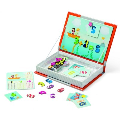 Магнитная книга-игра "Учимся считать" (45 магнитов, 10 карточек, таблица умножения) (bj02831)