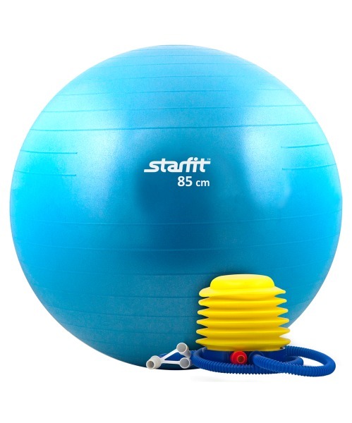 Мяч гимнастический GB-102 с насосом 85 см, антивзрыв, синий (78570)