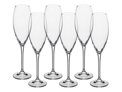 Набор бокалов для шампанского из 6 шт. "cecilia / carduelis" 290 мл. высота=26,5 см. Crystalite Bohemia (669-061)