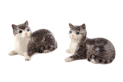 Комплект минискульптур коллекционных из 2 шт "кошка" ручная работа высота=5 см. длина=7 см. Kachen (432-310) 