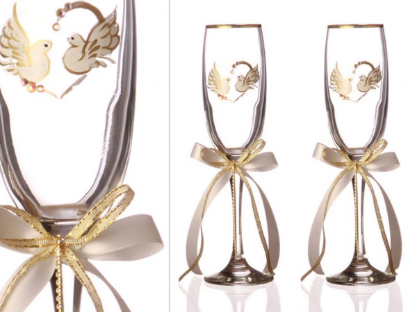 Набор бокалов для шампанского из 2 шт. с золотой каймой 170 мл. (802-510078) 
