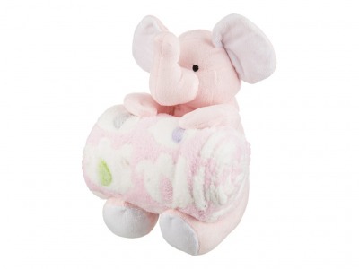 Плед с игрушкой "розовый слоник" 100*75 см., игрушка высота=25 см. Gree Textile (851-009) 