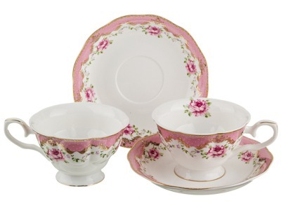 Чайный набор на 2 персоны 4пр 200мл розовый Porcelain Manufacturing (779-071) 