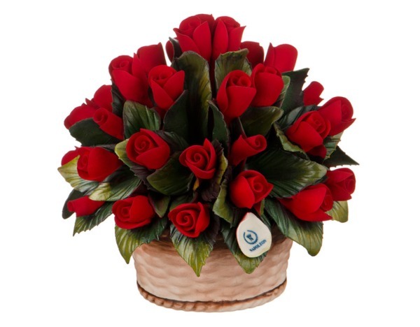 Изделие декоративное "корзинка с розами" диаметр=16 см. высота=15 см. NAPOLEON (303-115)
