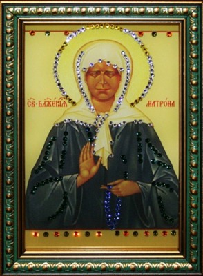 Икона Матрона Московская малая с кристаллами Swarovski (1442)