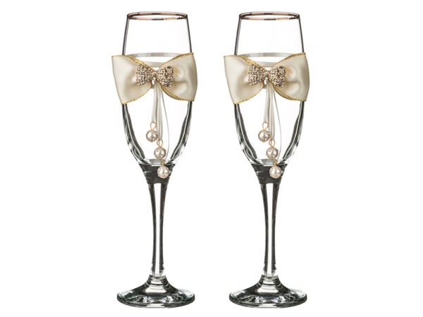 Набор бокалов для шампанского из 2 шт. с золотой каймой 170 мл. (802-510271) 