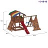 Набор для игровой площадки: детский домик с песочницей, тентом, горкой, качелей и сдвоенными кольцами (PS217)