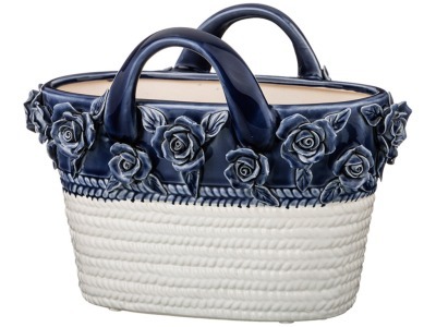 Цветочница "сумочка с розами" цвет:белый с синим 27*15,5*21 см Hebei Grinding (232-179) 