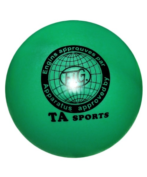 Мяч для художественной гимнастики T9, 19 см, 400 г, зеленый с блестками (179896)