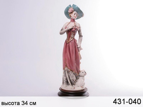 Статуэтка "дама с собачкой" высота=35 см. глянцевая P.n.ceramics (431-040) 