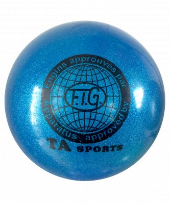 Мяч для художественной гимнастики RGB-102, 15 см, синий, с блестками (271211)