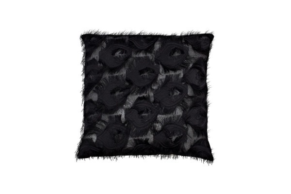 Подушка квадратная черная с кисточками  45х45 см - TT-00000771