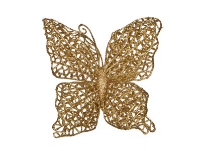 Изделие декоративное "бабочка" на клипсе. длина=12см. золото Huajing Plastic (241-2464) 