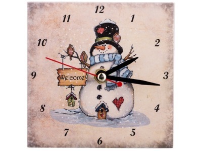 Часы "welcome снеговик" 10*10 см. Ооо "глассмун" (354-1207) 