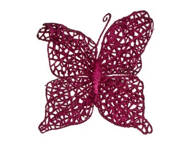Изделие декоративное "бабочка" на клипсе. длина=12см. фуксия Huajing Plastic (241-2465) 