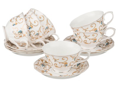 Чайный набор на 6 персон 12 пр. 220 мл. Porcelain Manufacturing (779-128) 