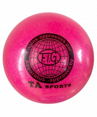 Мяч для художественной гимнастики RGB-102, 19 см, розовый, с блестками (271218)