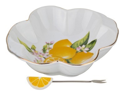 Блюдо "лимоны" 15*13 см.+вилочка Porcelain Manufacturing (178-737) 