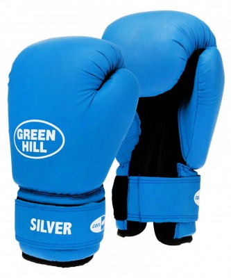 Перчатки боксерские SILVER BGS-2039, 8oz, к/з, синий (9586)