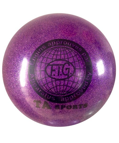 Мяч для художественной гимнастики RGB-102, 19 см, фиолетовый, с блестками (D-271220) 