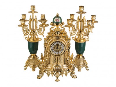 Набор:часы+2 подсвечника  циферблата=10 см. Olympus Brass (292-026) 