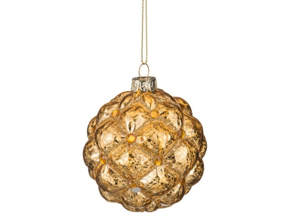Декоративное изделие шар стеклянный диаметр=8 см. высота=9 см. цвет: золотой Dalian Hantai (862-094) 