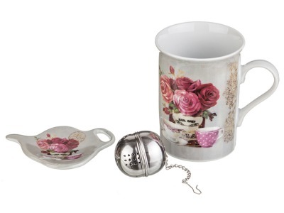 Чайный набор 3 пр.:кружка 300 мл.,подставка для чайн.пакетиков,ситечко для чая под.упак Porcelain Manufacturing (270-198) 